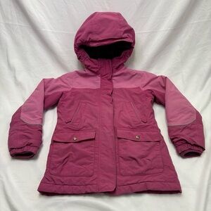 Lands End Girls Small 7-8 Pink Squall Winter Jacket Parka Coat Fleece Insulated